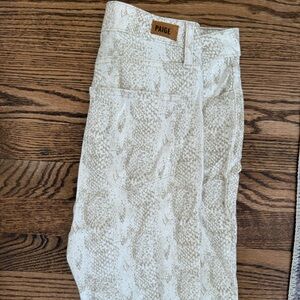 PAIGE Cream and White Textured Jeans